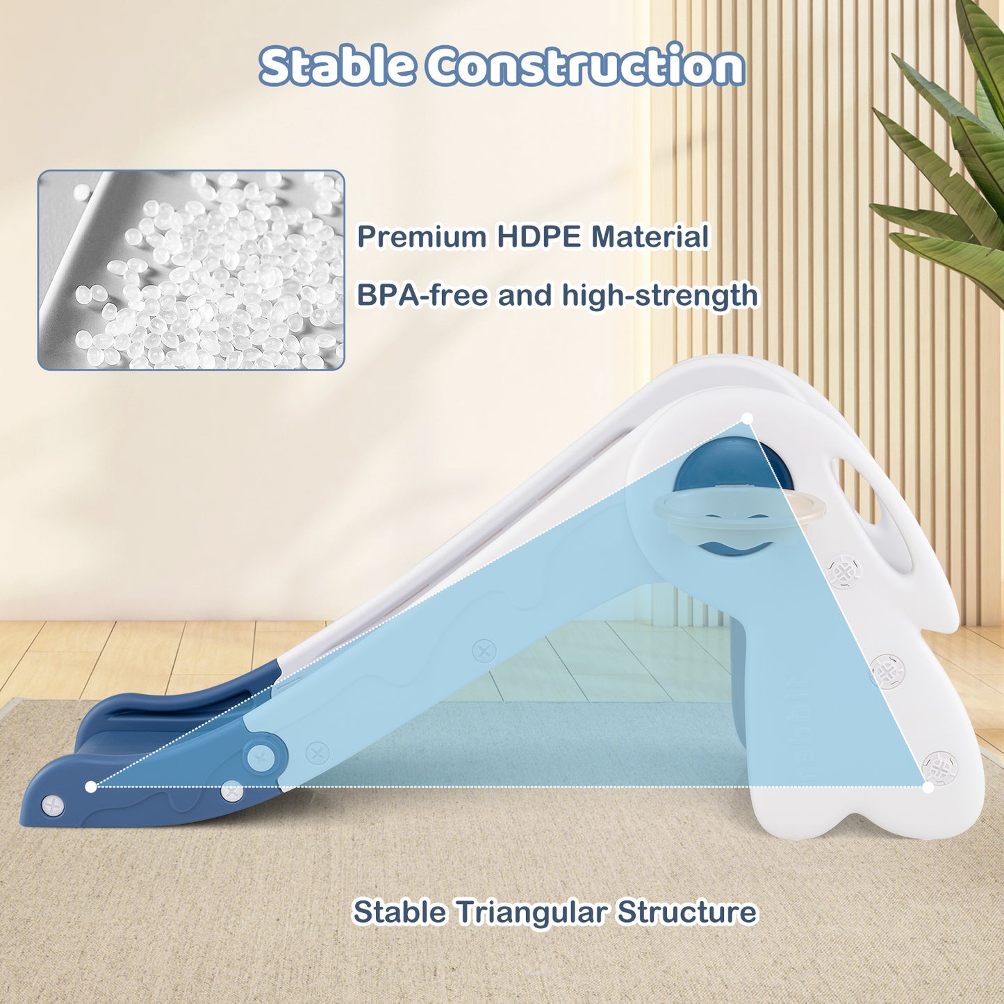 Blue 3 in 1 Toddler Slide | Basketball Hoop Climber Playset