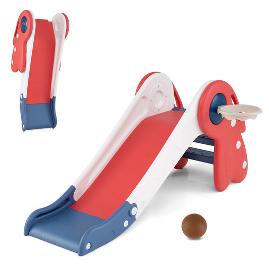 Red 3-In-1 Toddler Slide Climber Set | Basketball Hoop Included