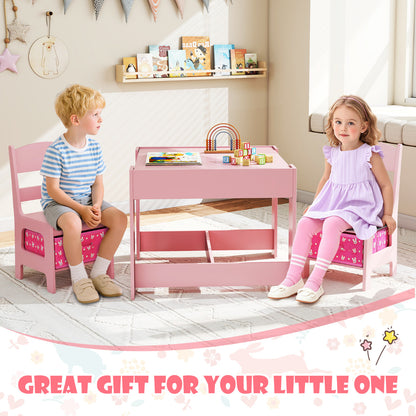 Rose Kids Activity Table Set | Storage Blackboard Whiteboard