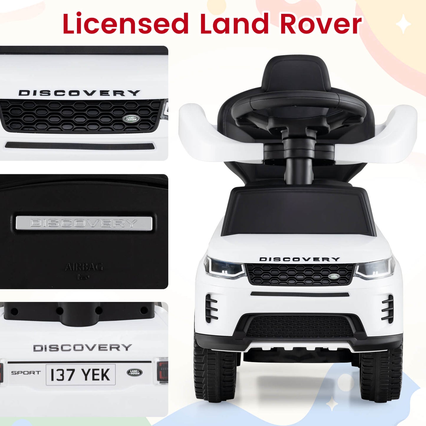 3 In 1 White Land Rover Push Car for Toddlers | Ride On Toy