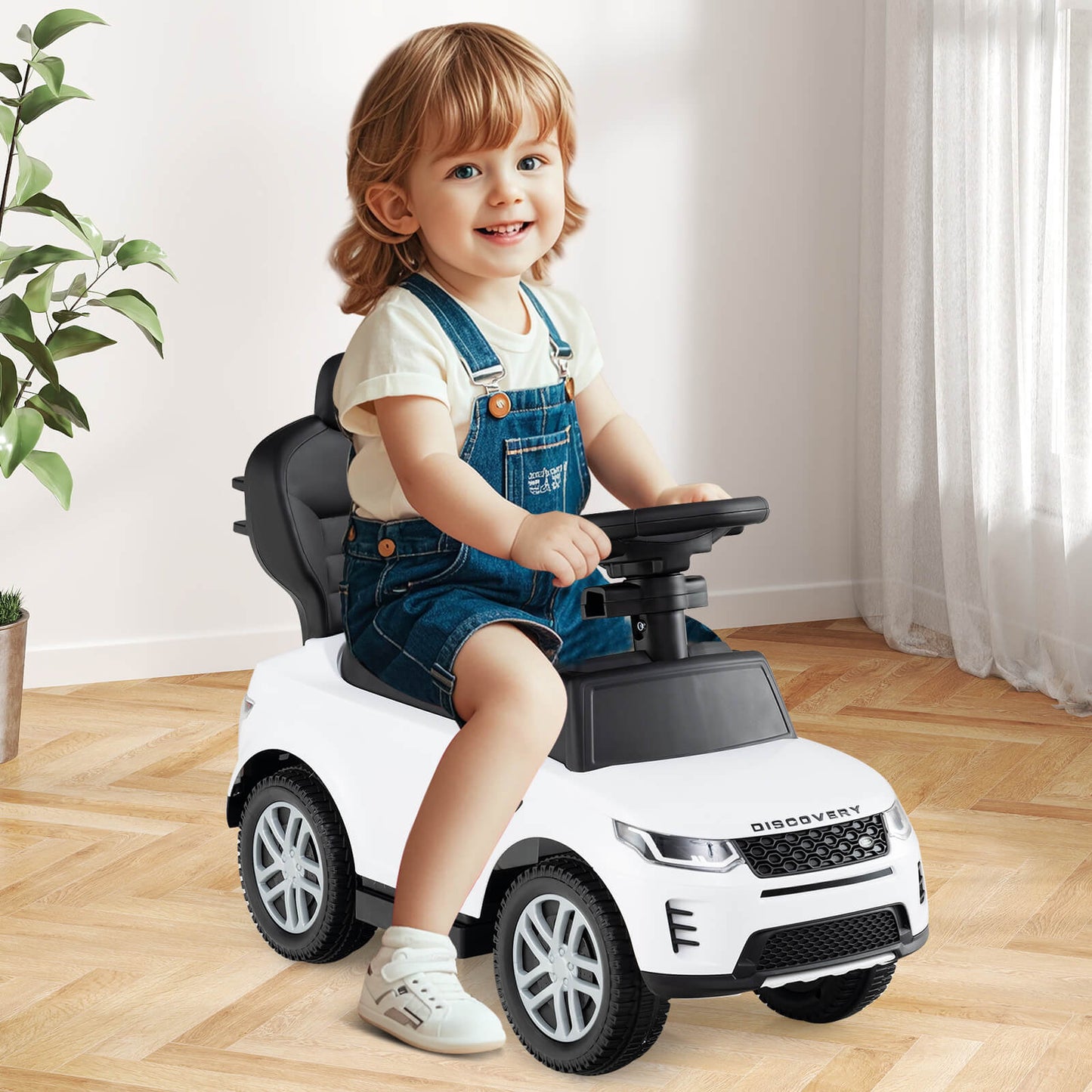 3 In 1 White Land Rover Push Car for Toddlers | Ride On Toy