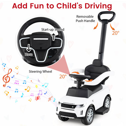 3 In 1 White Land Rover Push Car for Toddlers | Ride On Toy