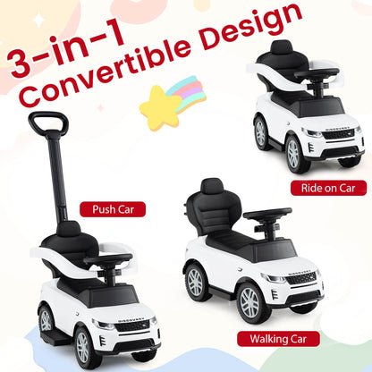 3 In 1 White Land Rover Push Car for Toddlers | Ride On Toy