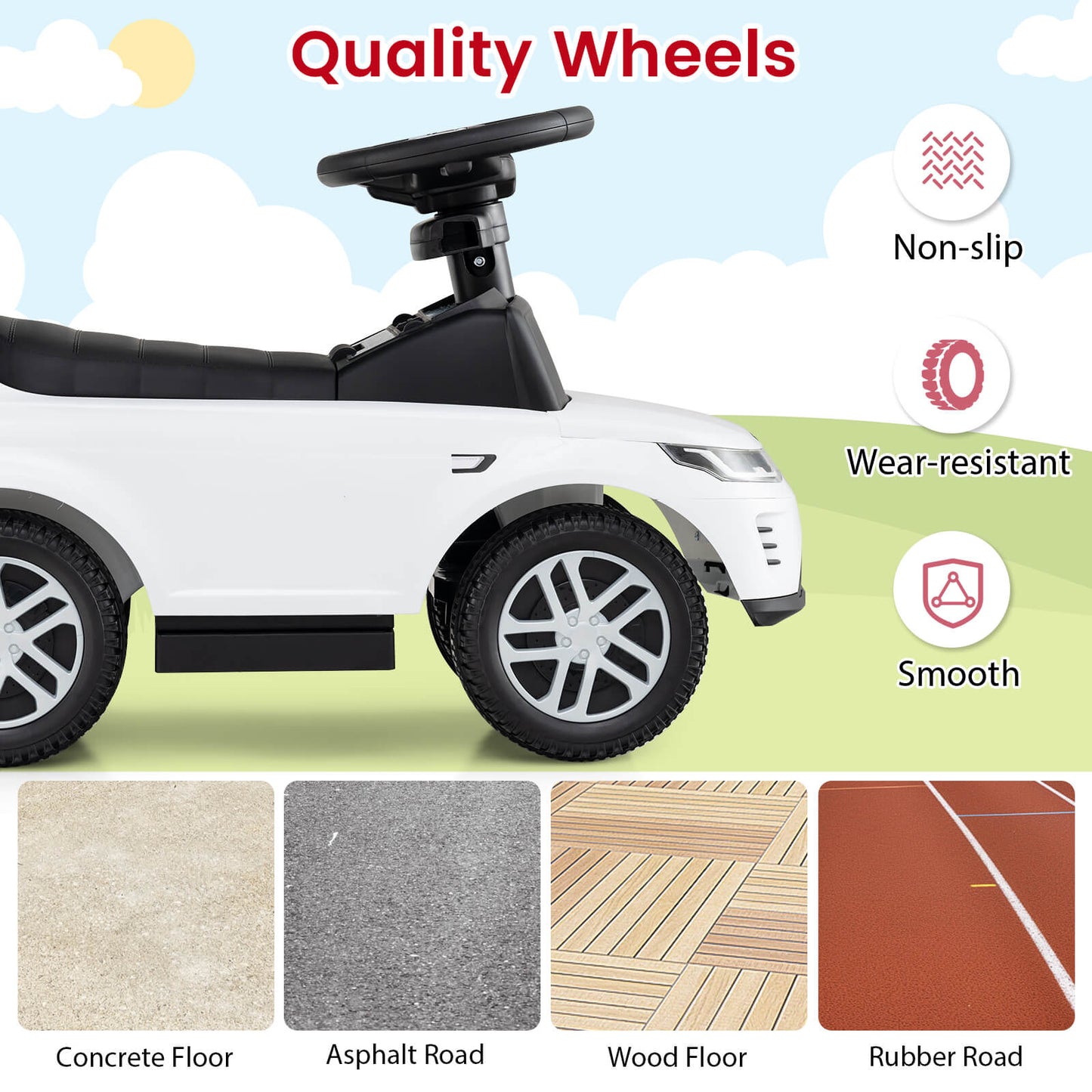 3 In 1 White Land Rover Push Car for Toddlers | Ride On Toy