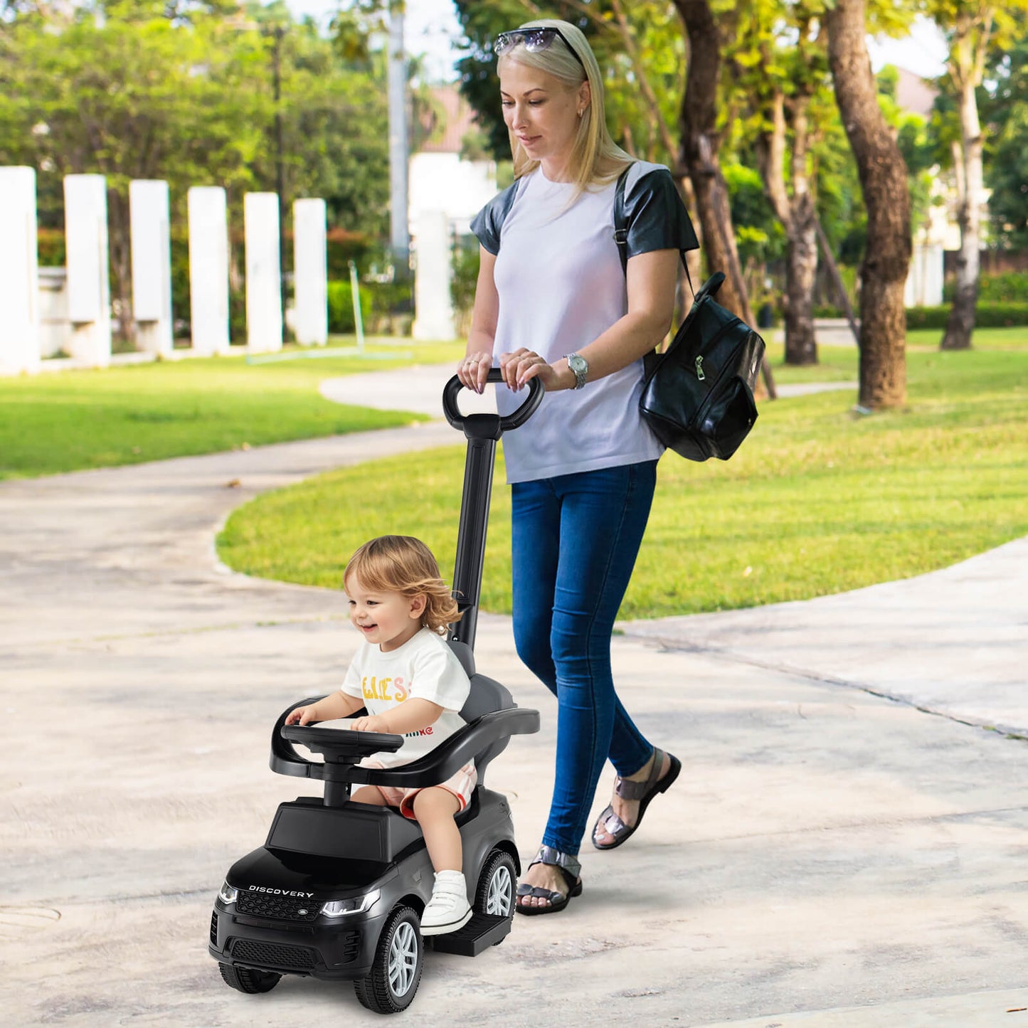 3 In 1 Black Land Rover Push Car | Convertible Toddler Ride On
