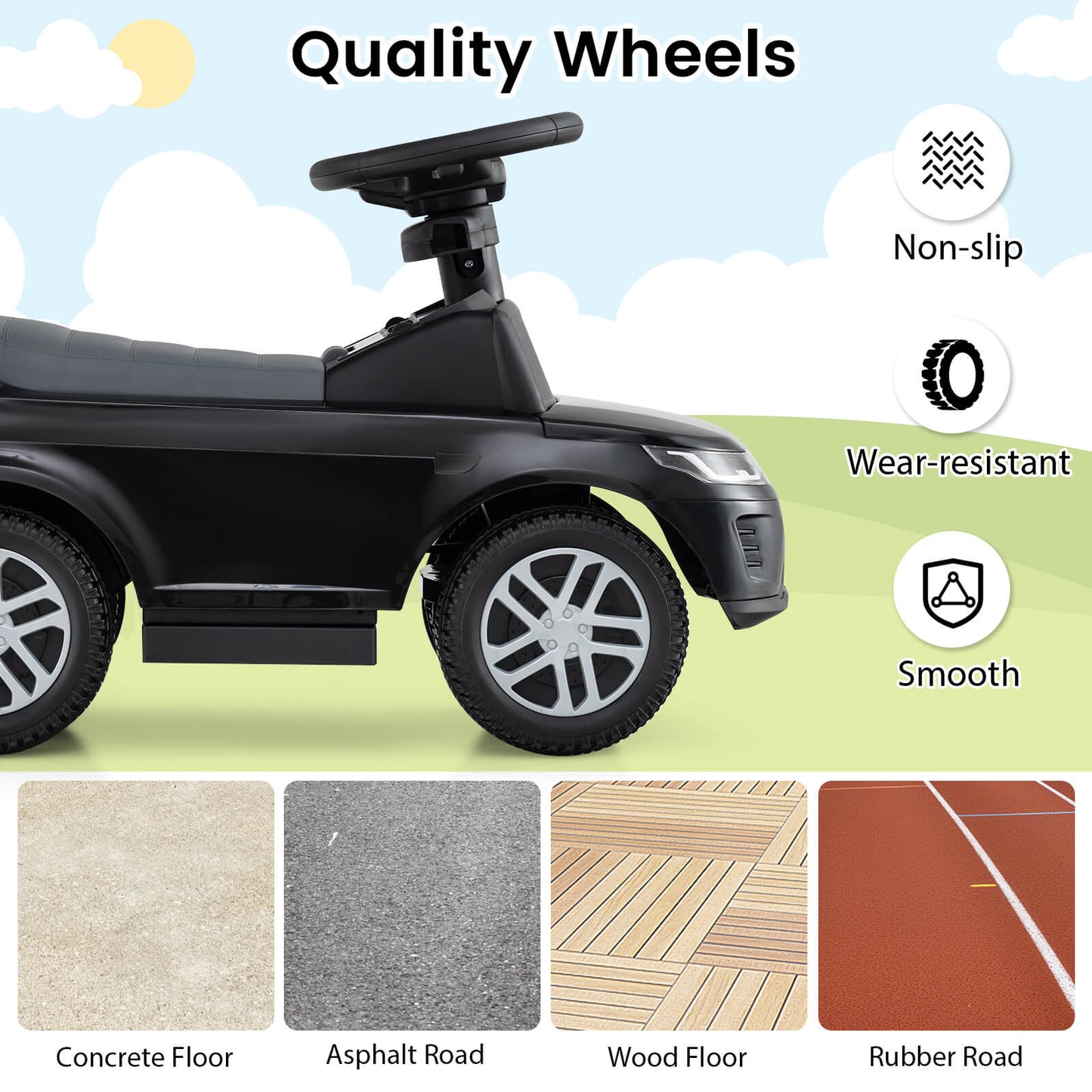 3 In 1 Black Land Rover Push Car | Convertible Toddler Ride On