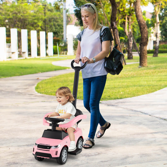 3-in-1 Push Car for Toddlers with Removable Handle Licensed Land Rover Discovery-Pink