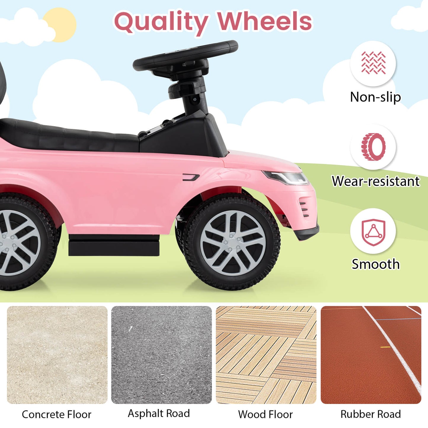 Pink Land Rover Discovery 3-in-1 Push Car | Toddler Ride On