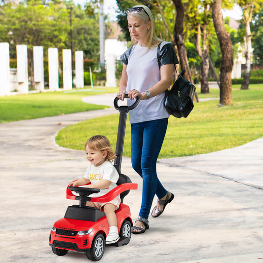 Costway 3-in-1 Push Car for Toddlers with Removable Handle Licensed Land Rover Discovery-Red