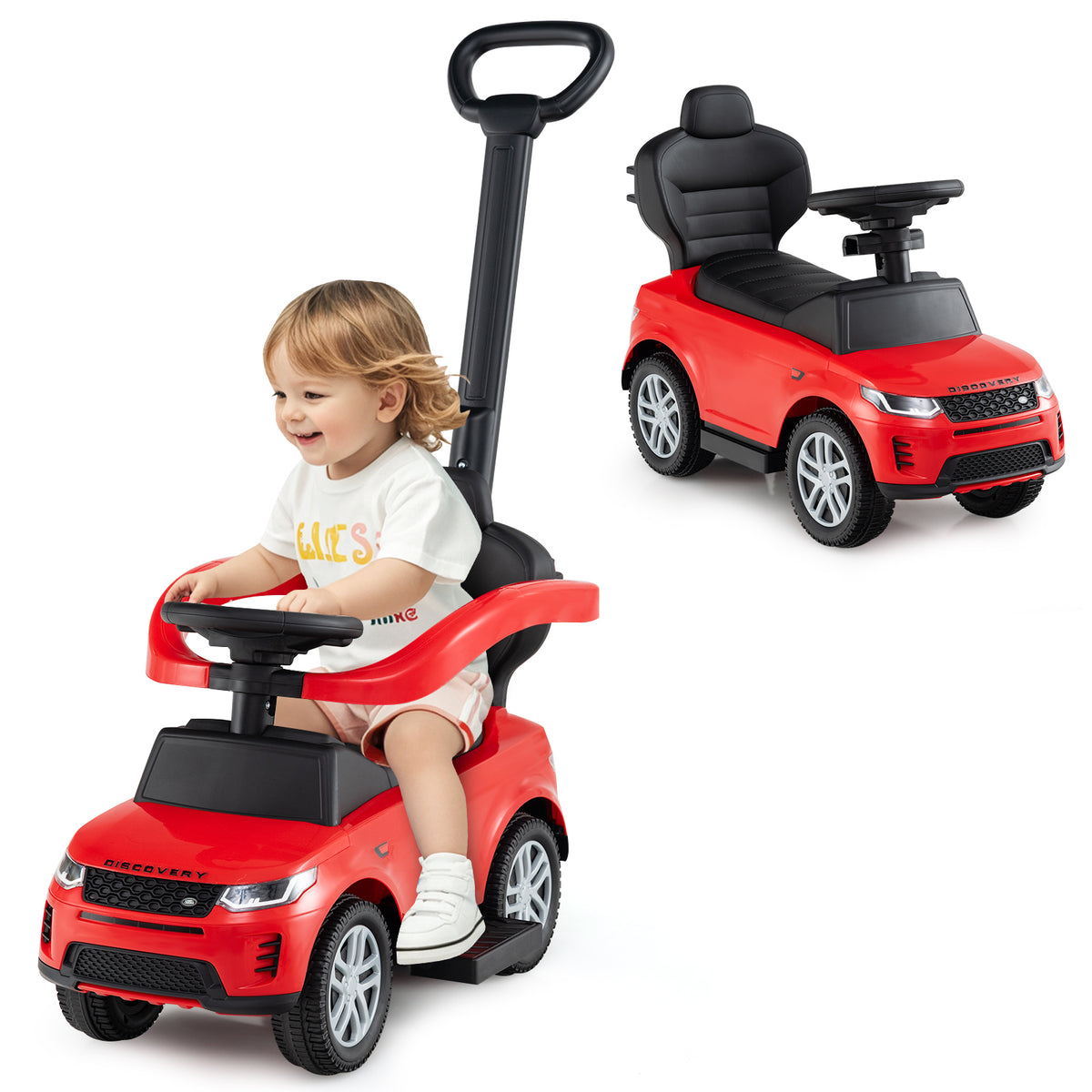 Red Land Rover Discovery 3-in-1 Push Car for Toddlers