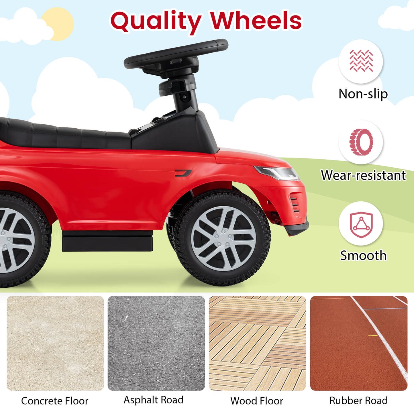 Red Land Rover Discovery 3-in-1 Push Car for Toddlers