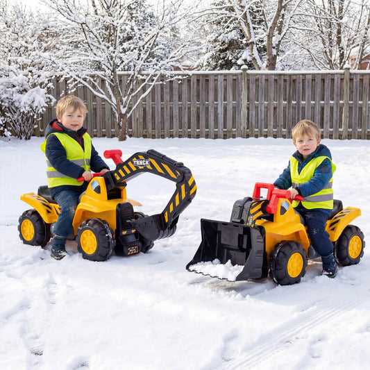 Costway 3-in-1 Kids Ride on Excavator Bulldozer with Engine Sound with Helmet