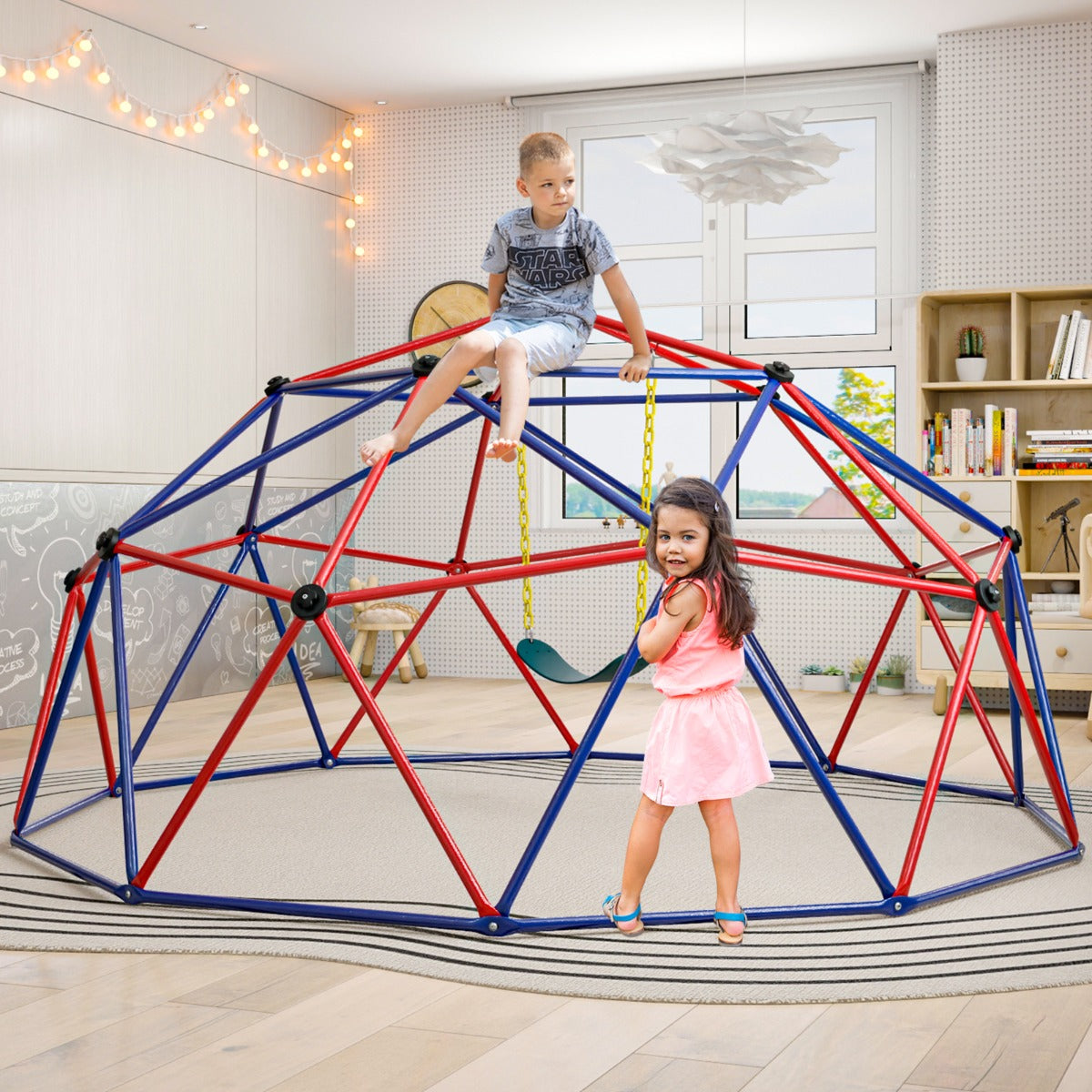  3m Geometric Dome Climber with Swing for Kids