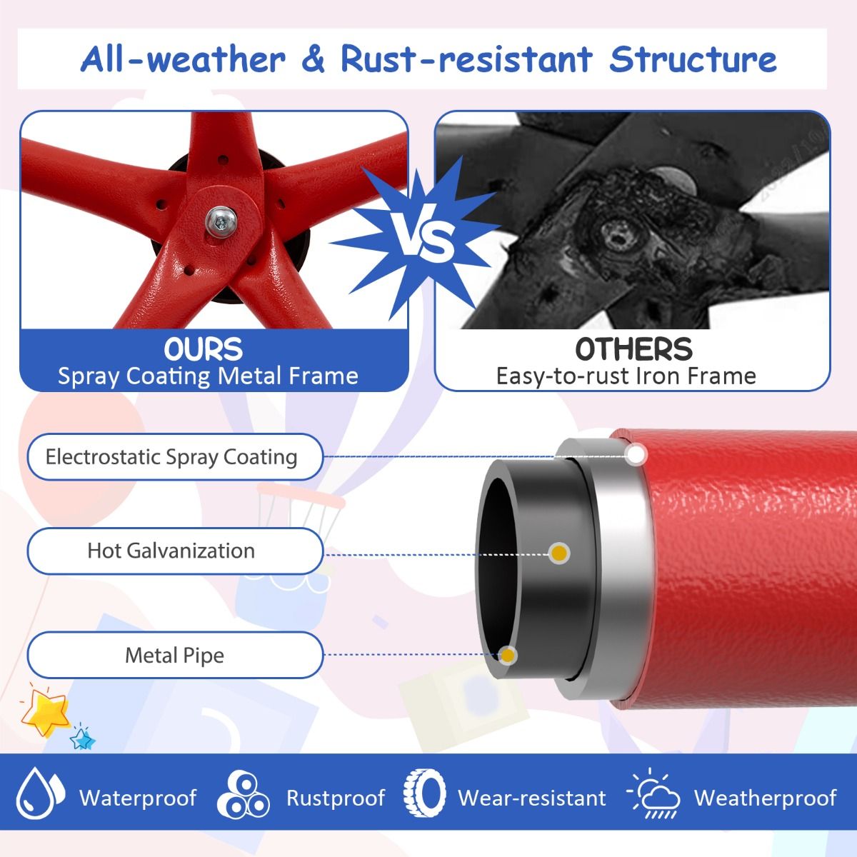 Geometric Dome Climber | Colorful Outdoor Play Structure w/ Swing