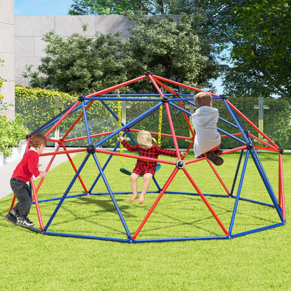 Geometric Dome Climber | Colorful Outdoor Play Structure w/ Swing