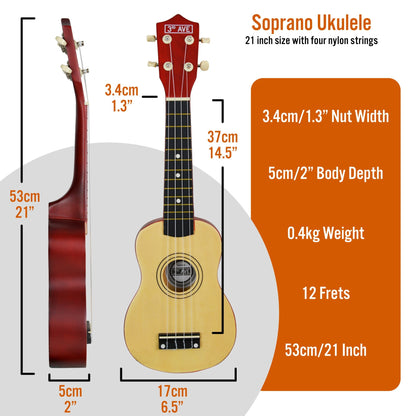 3rd Avenue Soprano Ukulele Natural, ideal for children learning music at home.