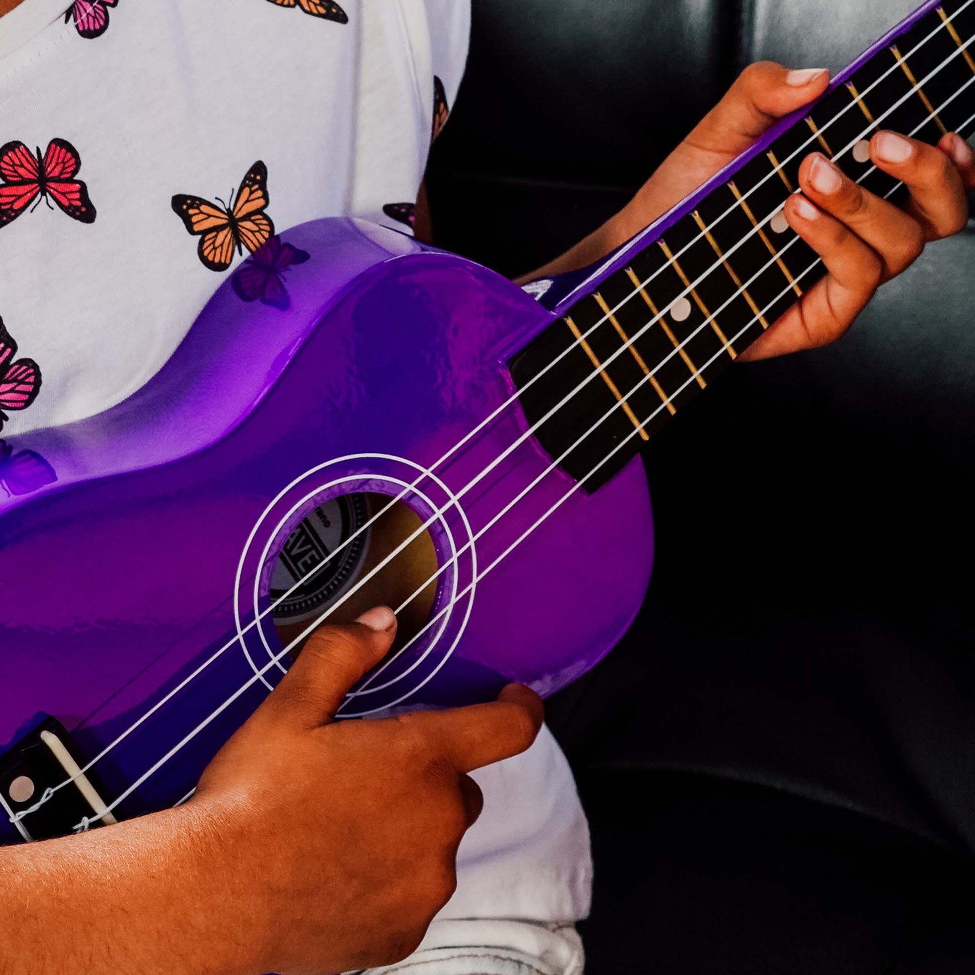 3rd Avenue Soprano Ukulele in fun purple color, perfect for music-loving kids at home.