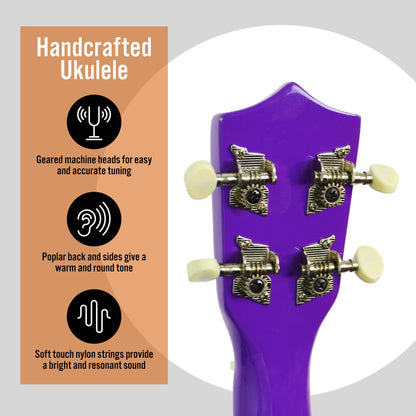 Vibrant purple 3rd Avenue Soprano Ukulele for childrens music activities at home.