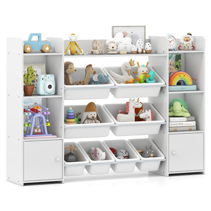 White 4-Tier Kids Toy Storage Organizer | 6 Cubbies & 8 Bins
