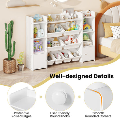 White 4-Tier Kids Toy Storage Organizer | 6 Cubbies & 8 Bins
