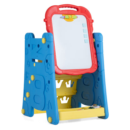Blue 4-in-1 Kids Art Easel | Double-Sided Magnetic Board