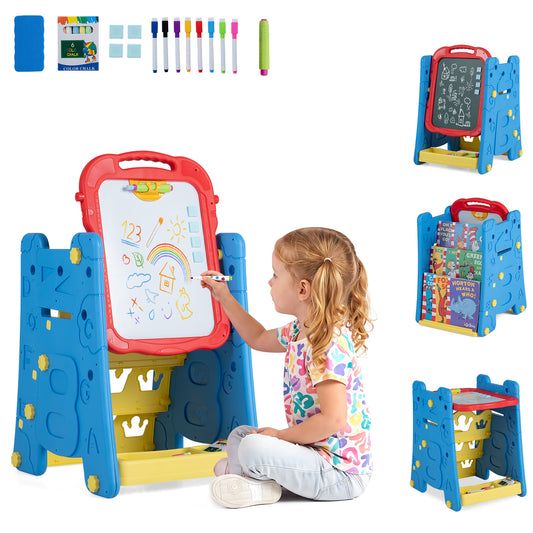 Blue 4-in-1 Kids Art Easel | Double-Sided Magnetic Board