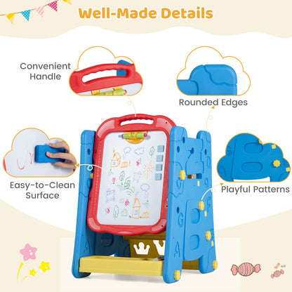 Blue 4-in-1 Kids Art Easel | Double-Sided Magnetic Board
