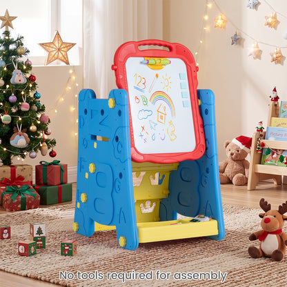 Blue 4-in-1 Kids Art Easel | Double-Sided Magnetic Board