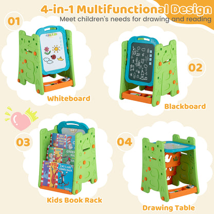 4 in 1 Kids Art Easel | Double Sided Magnetic Board Green