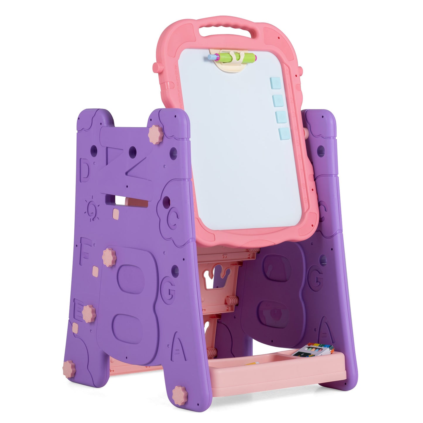 Pink 4-in-1 Kids Art Easel | Double-Sided Magnetic Board