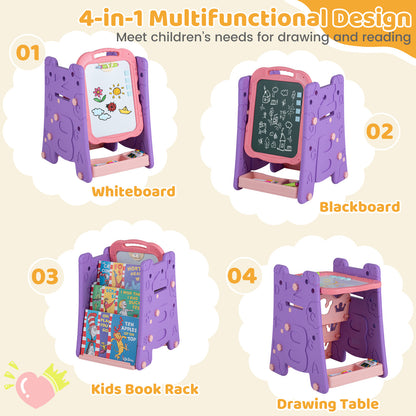 Pink 4-in-1 Kids Art Easel | Double-Sided Magnetic Board
