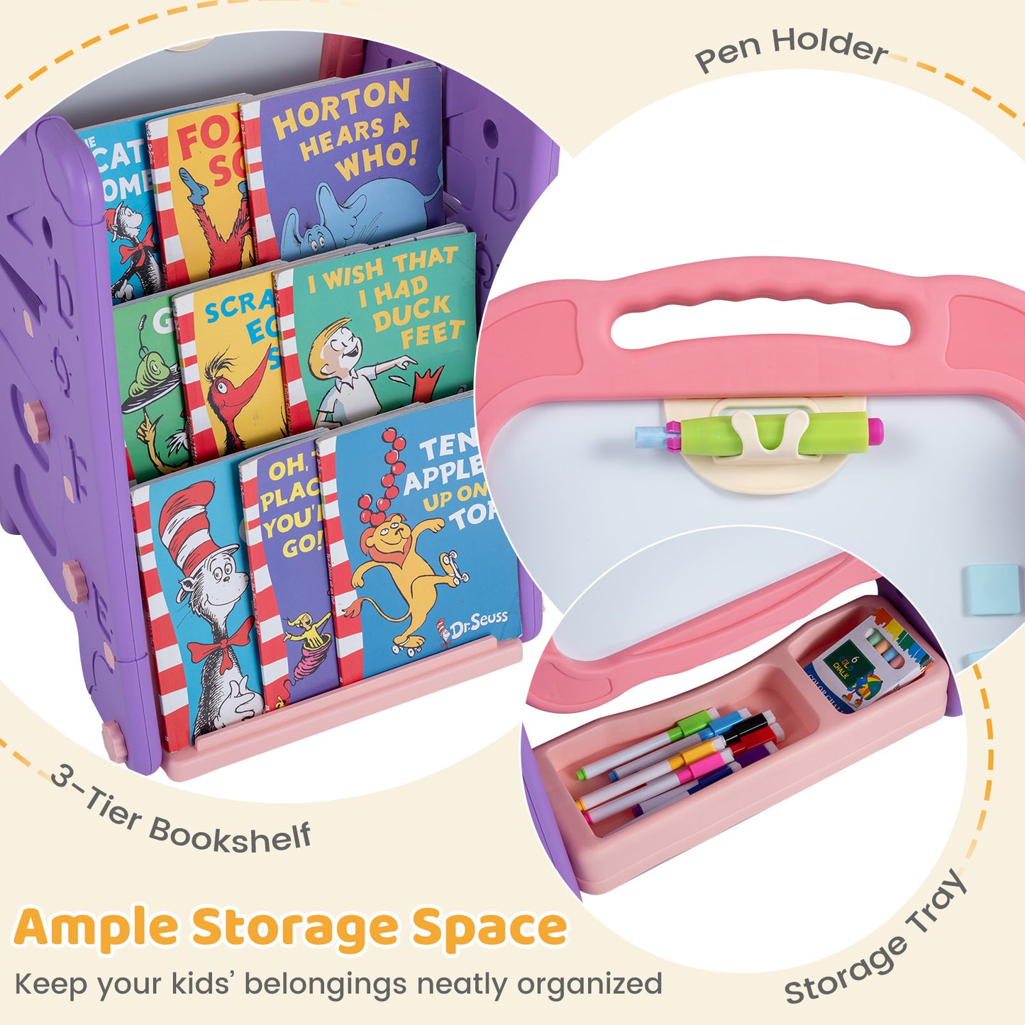 Pink 4-in-1 Kids Art Easel | Double-Sided Magnetic Board