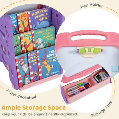 Pink 4-in-1 Kids Art Easel | Double-Sided Magnetic Board