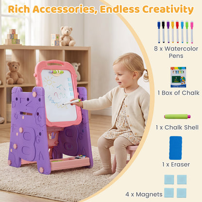 Pink 4-in-1 Kids Art Easel | Double-Sided Magnetic Board