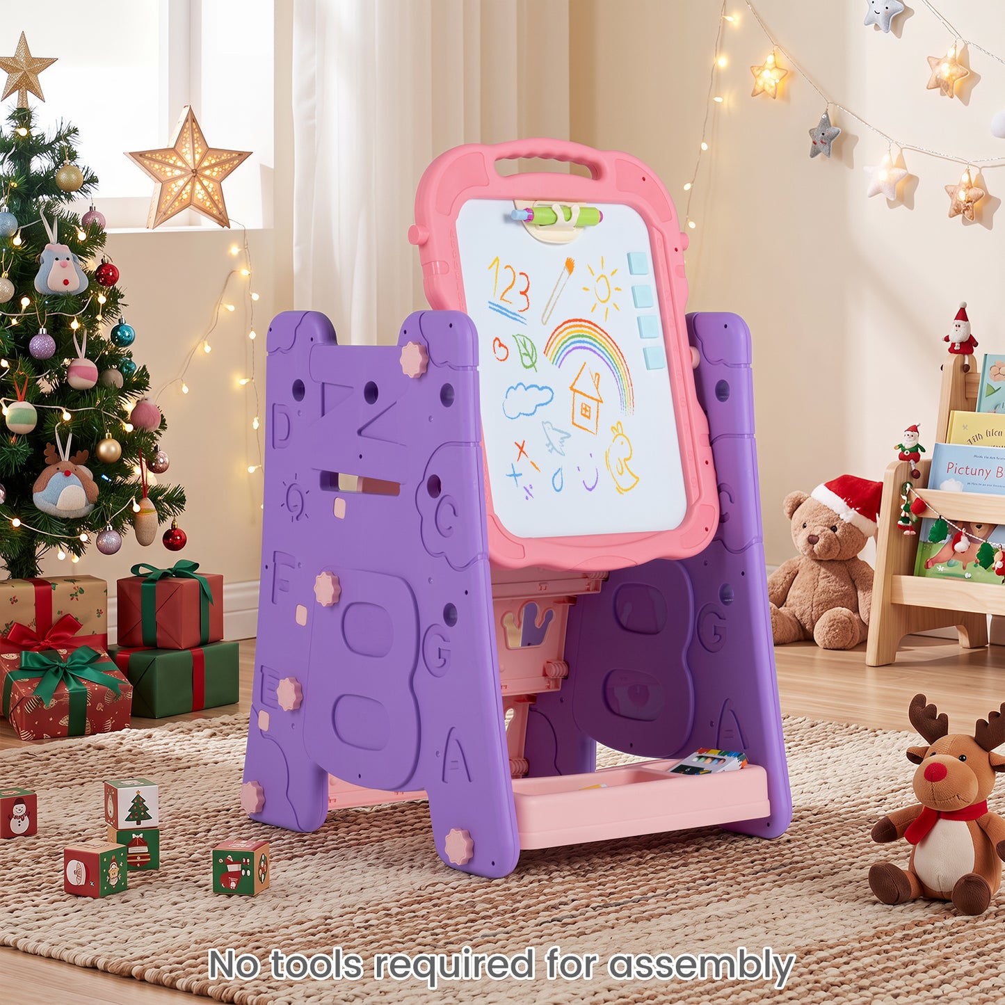 Pink 4-in-1 Kids Art Easel | Double-Sided Magnetic Board