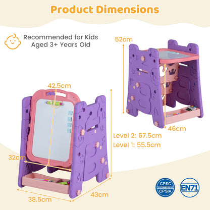 Pink 4-in-1 Kids Art Easel | Double-Sided Magnetic Board