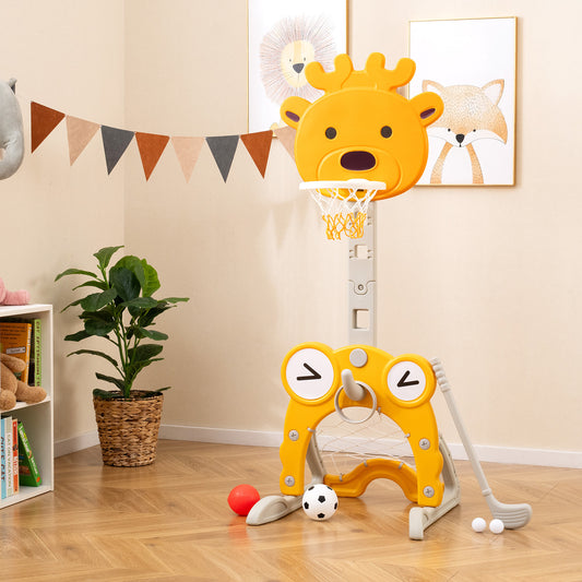 Costway 4-in-1 Sports Toy Set with Basketball Soccer Ring Toss Golf for Toddlers