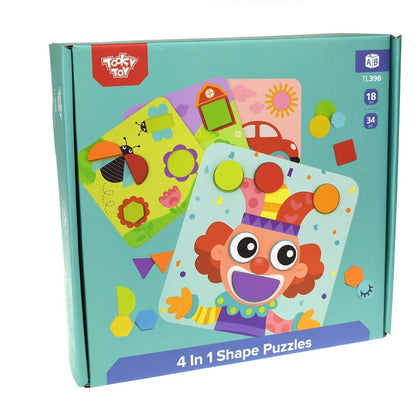 Colorful 4-in-1 shape puzzles for kids education and interactive home playtime.