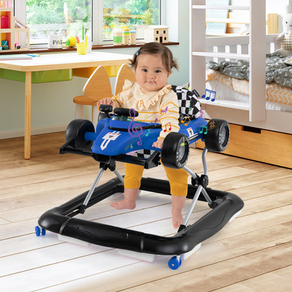 Costway 4-in-1 Foldable Baby Walker with Adjustable Height for 6-18 Months-Blue
