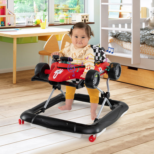 Costway 4-in-1 Foldable Baby Walker with Adjustable Height for 6-18 Months-Red