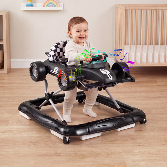 Costway 4-in-1 Foldable Baby Walker with Adjustable Height for 6-18 Months-Black