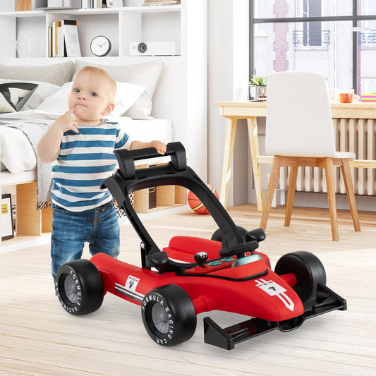 Red 4-In-1 Foldable Baby Walker | Adjustable Height 6-18M