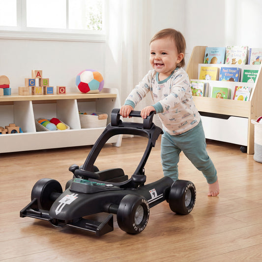4 In 1 Black Foldable Baby Walker | Adjustable Height 6-18 Months