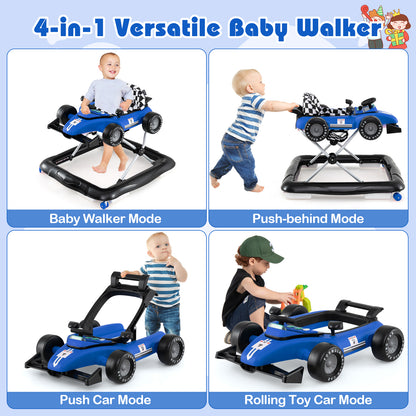 4 In 1 Blue Baby Walker | Adjustable Height for Ages 6-18 Months