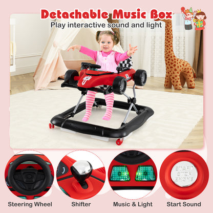 Red 4-In-1 Foldable Baby Walker | Adjustable Height 6-18M