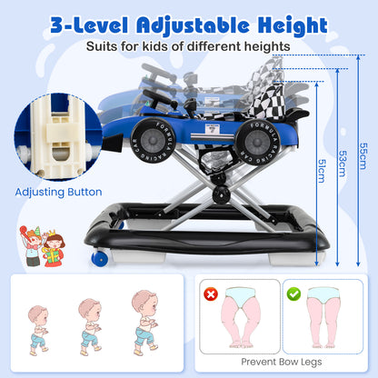 4 In 1 Blue Baby Walker | Adjustable Height for Ages 6-18 Months