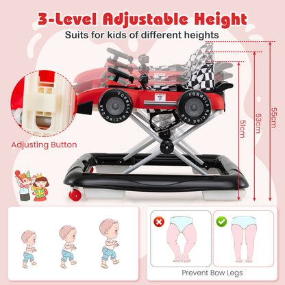 Red 4-In-1 Foldable Baby Walker | Adjustable Height 6-18M
