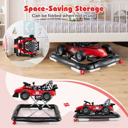 Red 4-In-1 Foldable Baby Walker | Adjustable Height 6-18M