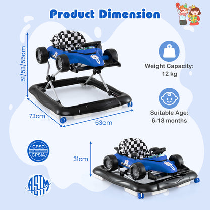 4 In 1 Blue Baby Walker | Adjustable Height for Ages 6-18 Months