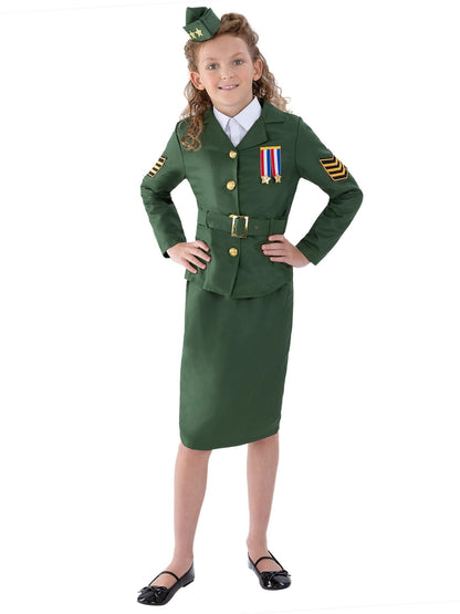 WW2 Army Girl Costume | Khaki Green Jacket & Skirt Set